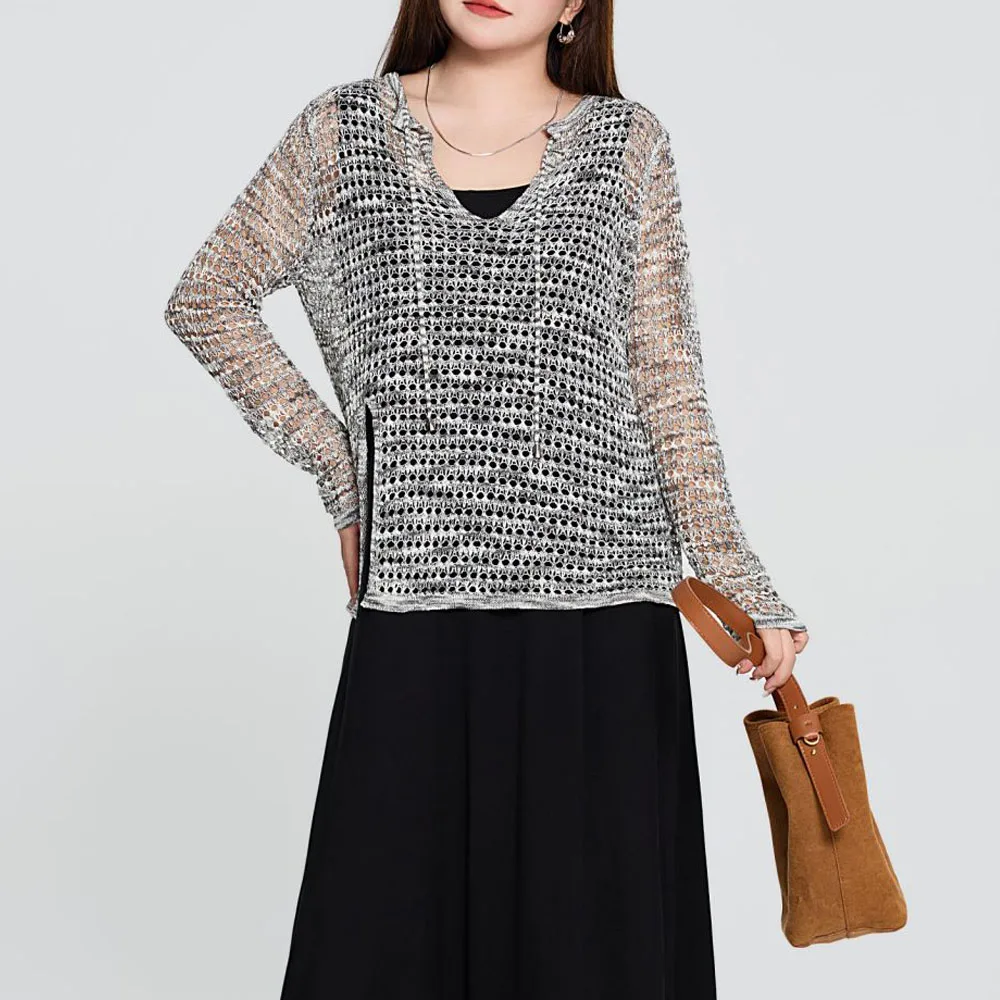 Hollow Out Knit Smock for Women, Good Quality, Spring, Summer, Plus Size, Outside, A Lazy Cover-ups, 2024