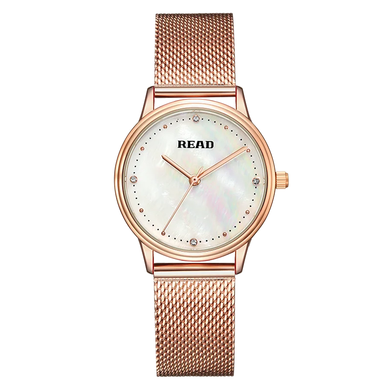 READ Women Quartz Wrist Watch | Rose Gold Stainless Steel Mesh Band | Analog Dial | Daily Life Waterproof Ladies Dress Watch