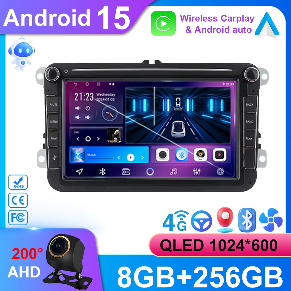 

8'' Android 15 car gps For VW Volkswagen Skoda Octavia Golf 5 6 Touran Passat B6 Polo Jetta GPS Navigation Touch Screen stereo