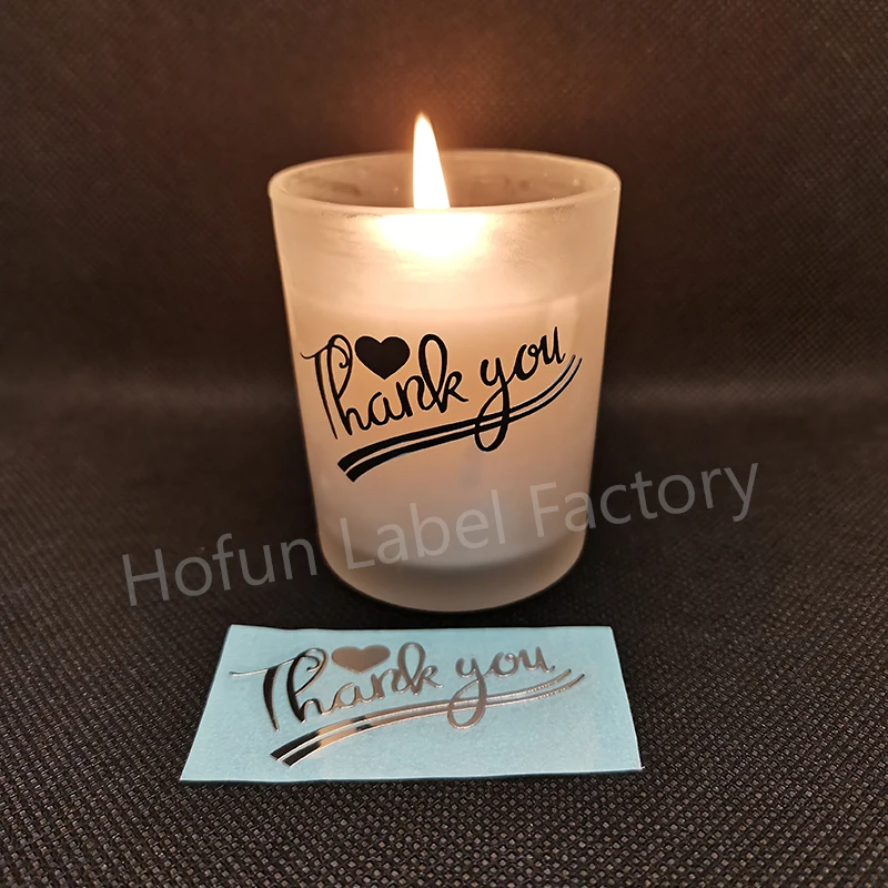 custom 3D gold logo silver decal for wedding candle jar gift box glass car shiny waterproof transfer metal sticker self-adhesive