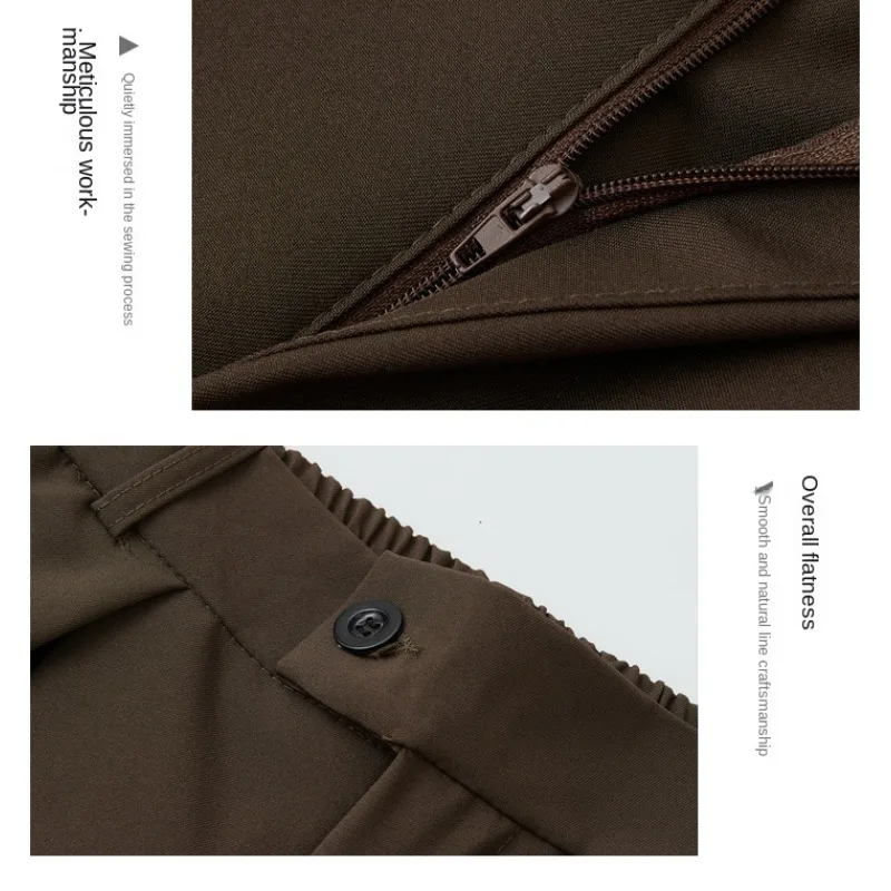 Herrenhose im amerikanischen Stil, locker geschnitten, mit Falten, weitem Bein, im Old-Money-Stil, drapierend, lässige lange Hose für Männer. – Detail 13