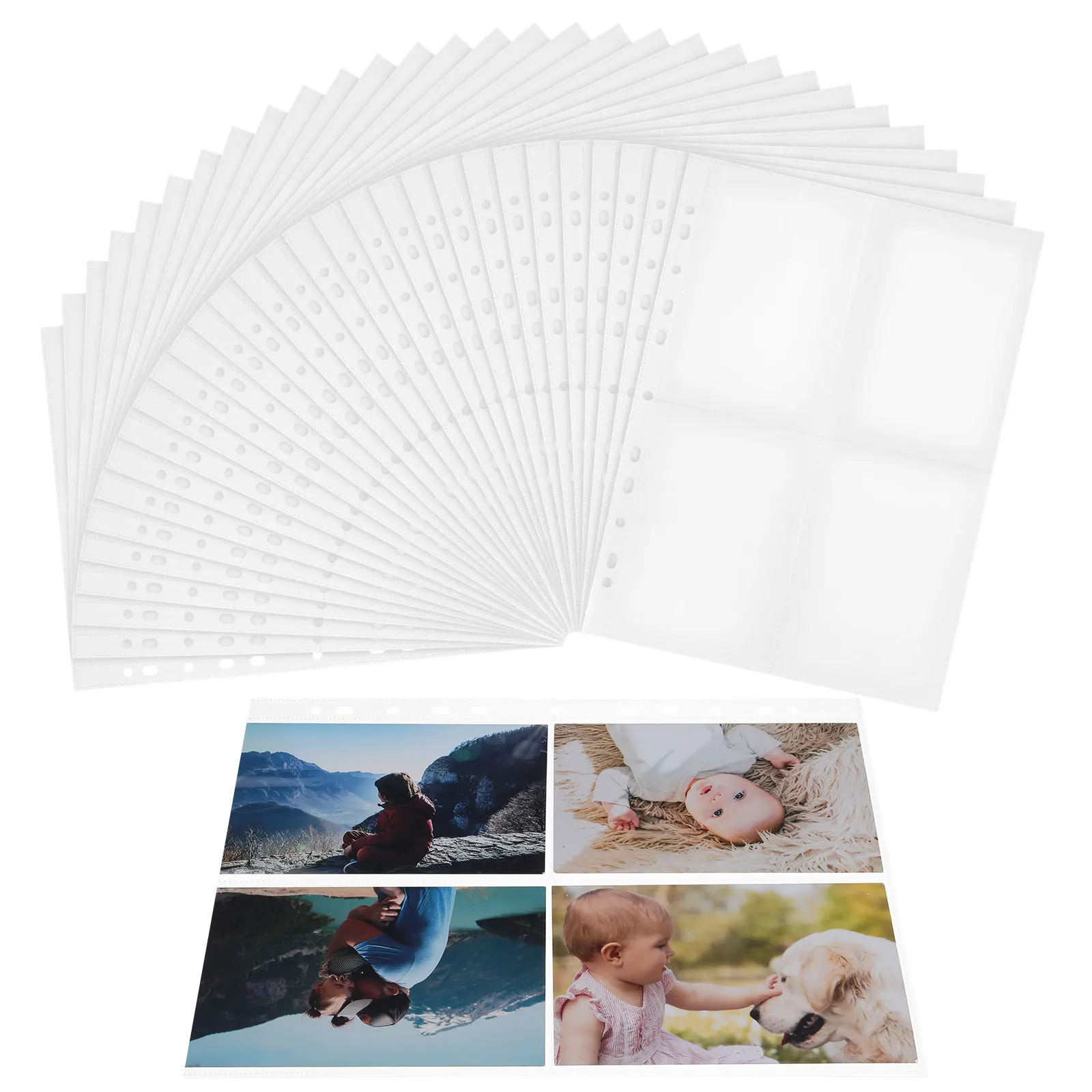 

30 pcs 4 Grid Card Holder Pages Clear Pvc Protective Sleeves For Trading Cards A4 Binder Insert Sheets For Baseball Basketball