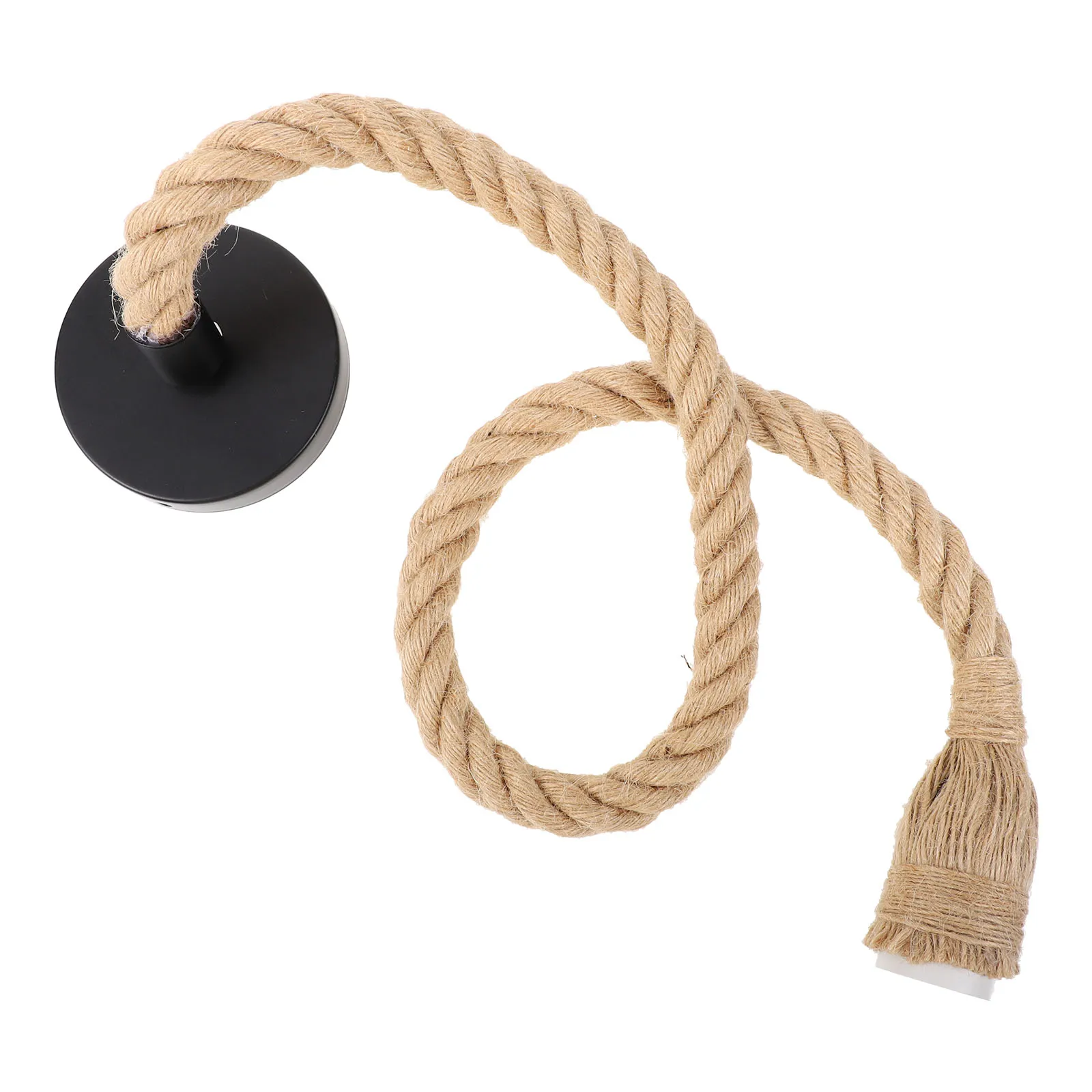 

1pc Flax Rope Lamp Holder Retro Style Adjustable Hanging Single Head Hemp Rope Light Base Durable Pendant For Bedroom Office