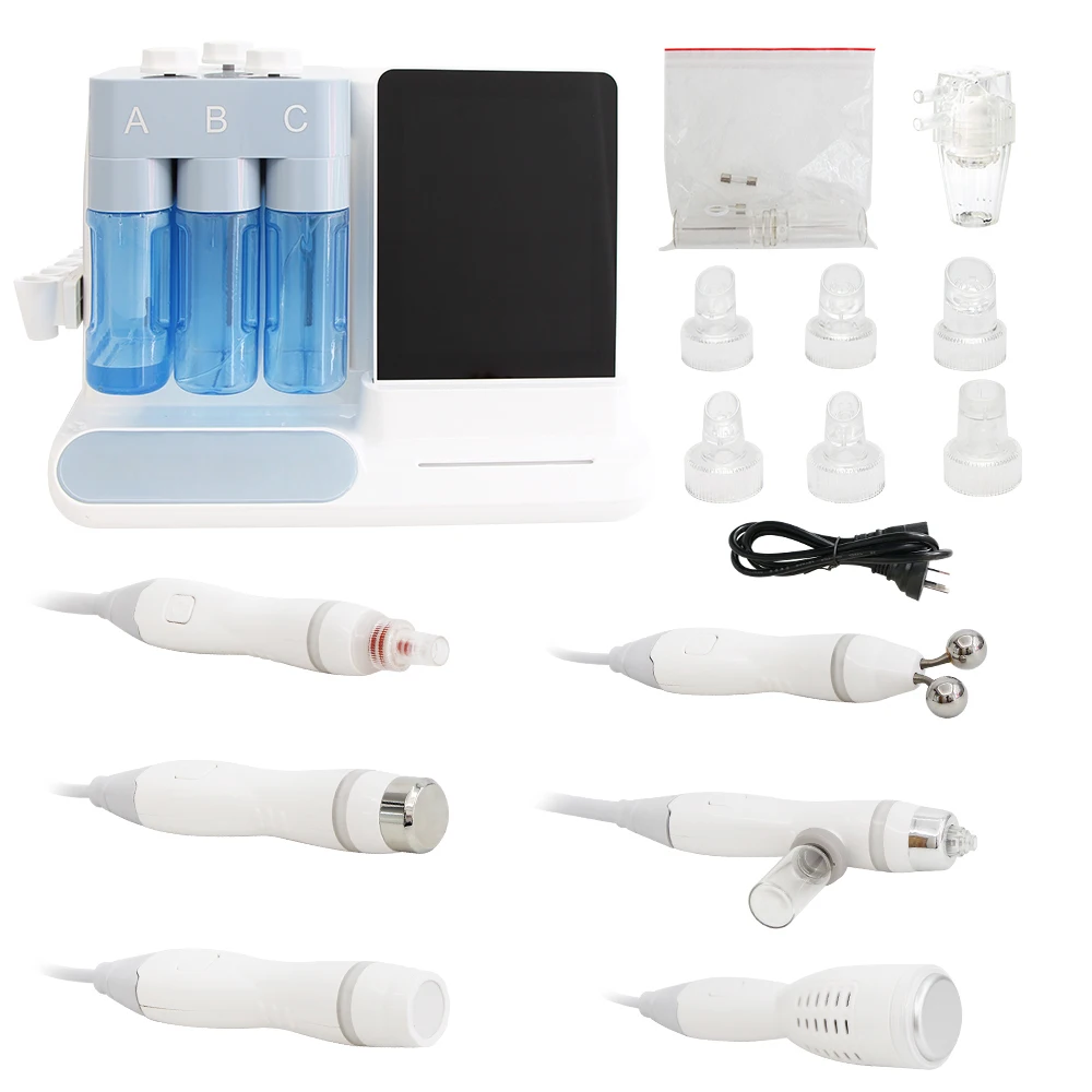 New 6 in 1 Small Bubble Hydrogen Oxygen Facial Machine Microdermabrasion Device Peeling Cleansing Lifting SPA Bubble Equipment