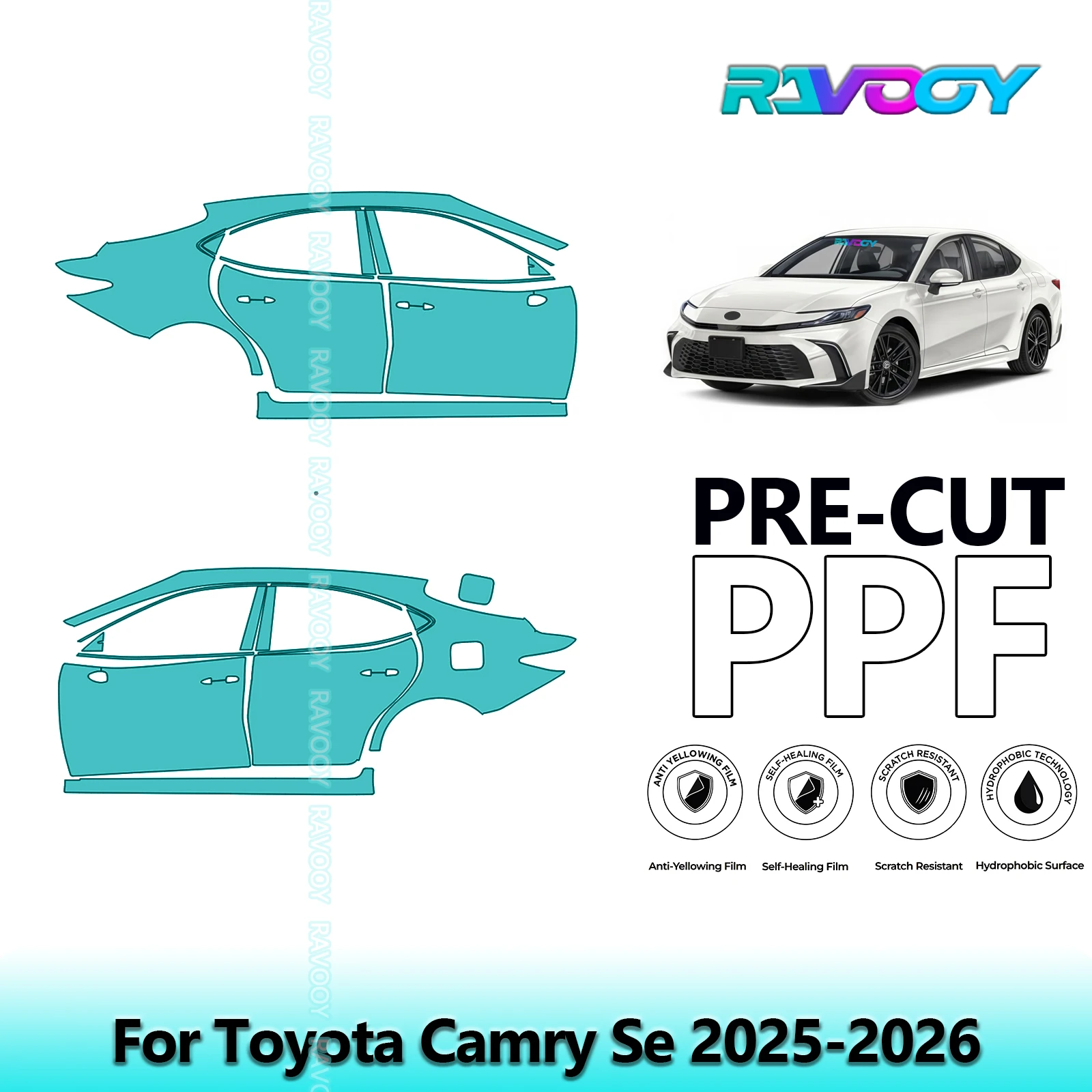 

For Toyota Camry Se 2025-2026 8.5mil Clear Matte Pre-Cut PPF Door & A/B Pillar Kit TPU Paint Protection Film Set