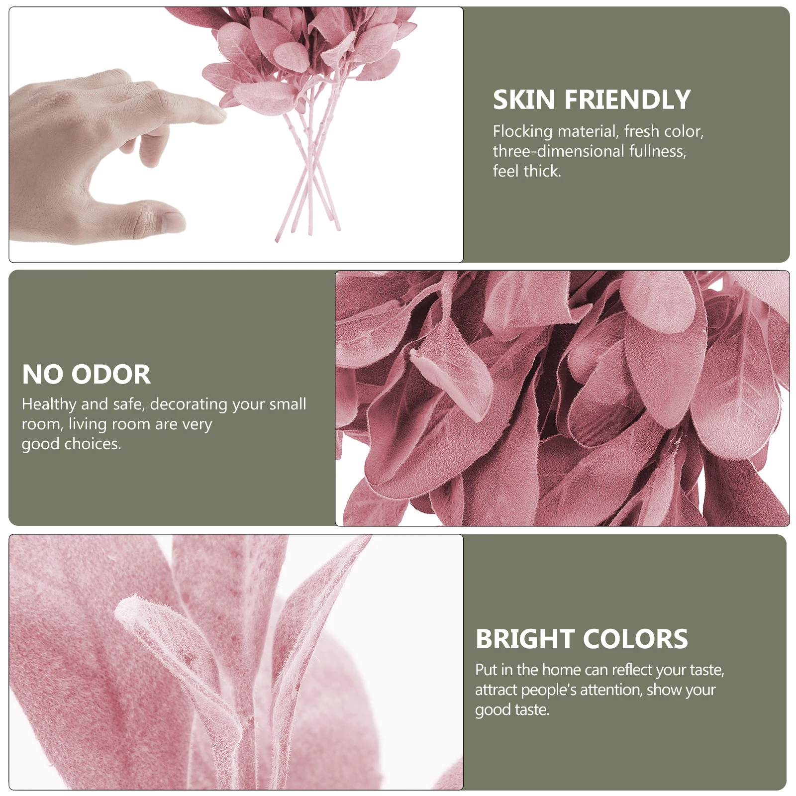 

5pcs Flocking Lamb Ear Leaves Artificial Plant Decor For Jungle Theme Party Home Decoration Photography Prop Fake Greenery