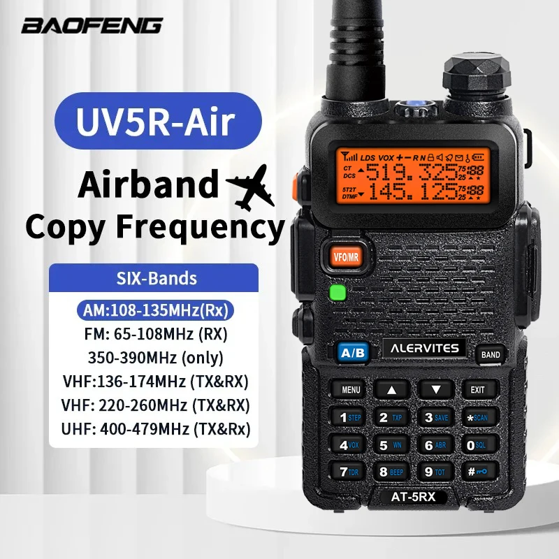 ALERVITES 2PCS AT-5RX 5RX Radio, 5W/8W High-Power Dual-Frequency Two-Way Radio, Remote Handheld Portable Baofeng Walkie-Talkie