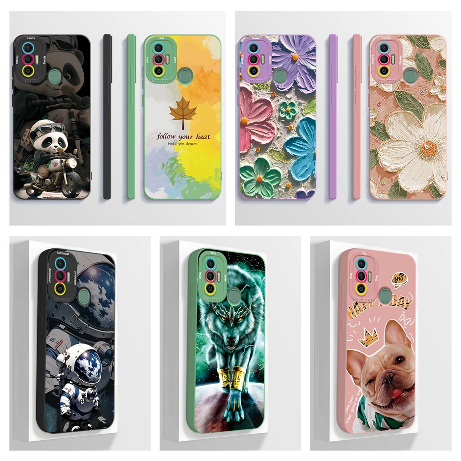 For Tecno Spark 7 Case Tecno Spark 7T 7P 7 Pro Phone Case Artistic Style Camera Protection Anti Drop Liquid Silicone Soft Cover