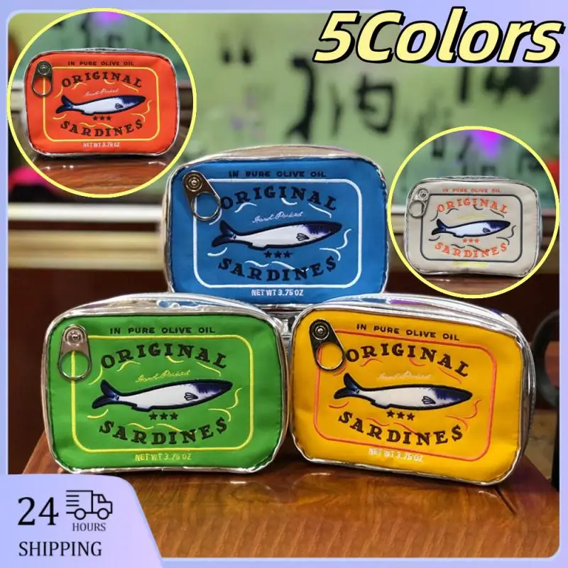 Canned Sardines Style Makeup Bag Cute Travel Cosmetic Bag Bath Wash Bag Fashion Handbags Pouch Case Bolsas de sardinas enlatadas