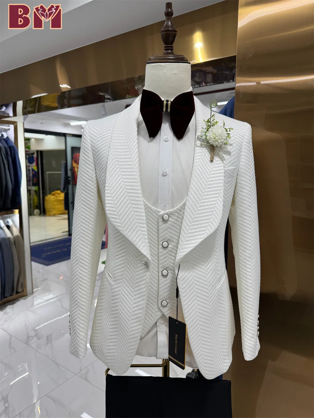 Conjunto de traje inteligente a medida para hombre, traje de oficina con un solo pecho a cuadros para boda, Blazers profesionales de Jacquard para hombre, pantalón ajustado