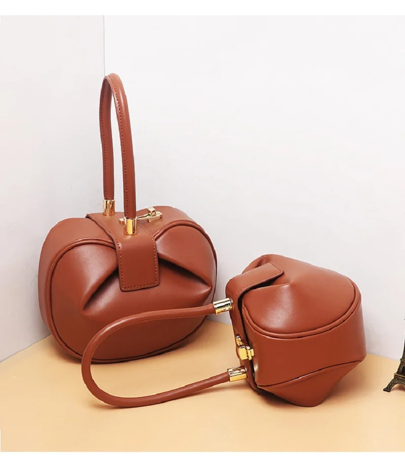 VIELINE New Fashion Women Wonton Bucket Bag  One-Handle Bag Small Round Handbag Underarm Bag