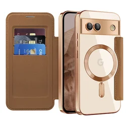 Luxury TPU Flip Card Slot Pocket Phone Case for Google Pixel 9 Pro 9 Pro XL 8A 7A Skin-friendly Leather Magnetic Charging Cover