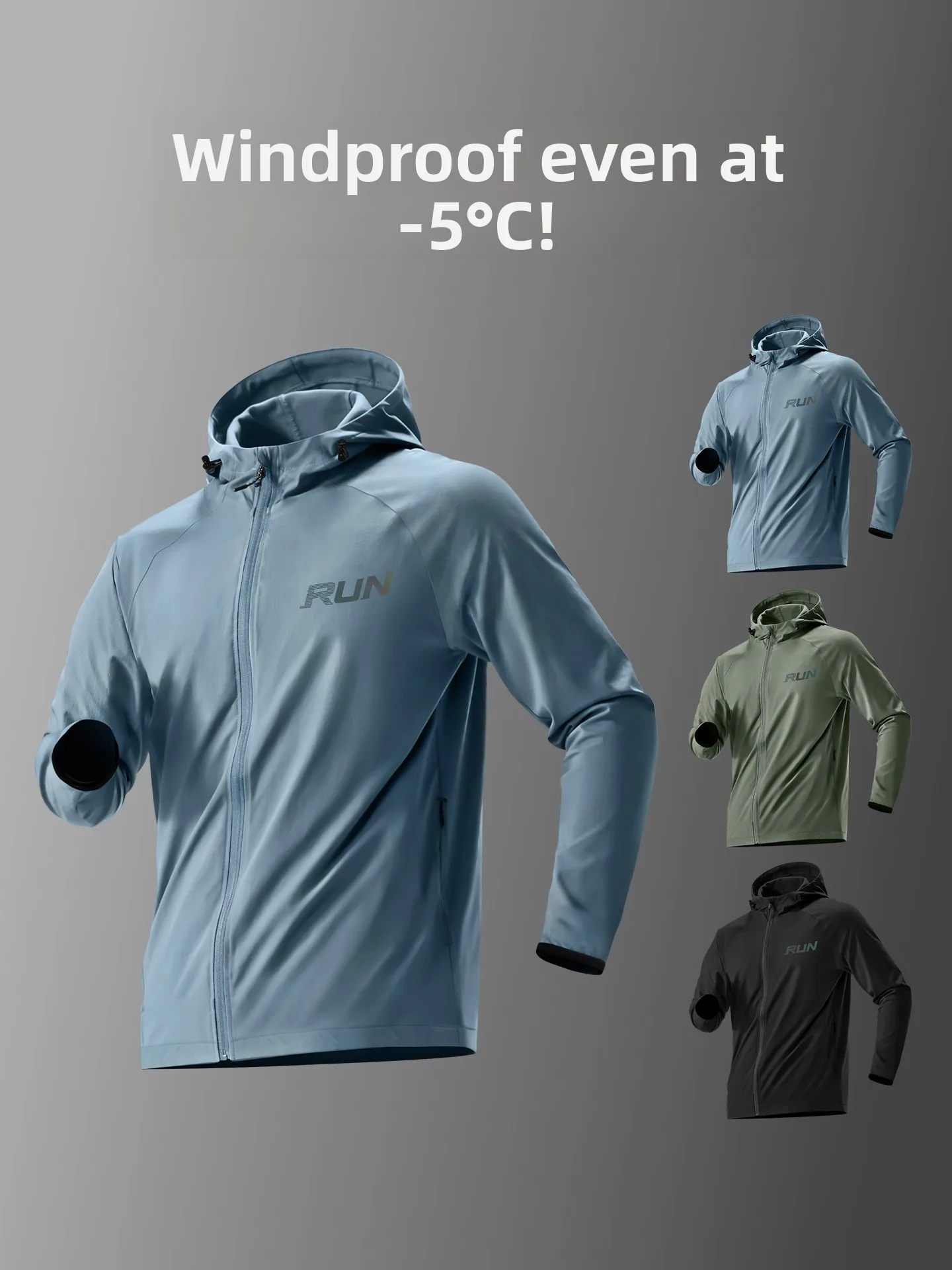 Men's Sporty Windbreaker Running Jacket Lightweight Waterproof Hooded Fitness Casual Top Polyester Fabric Standard Fit Zipper...