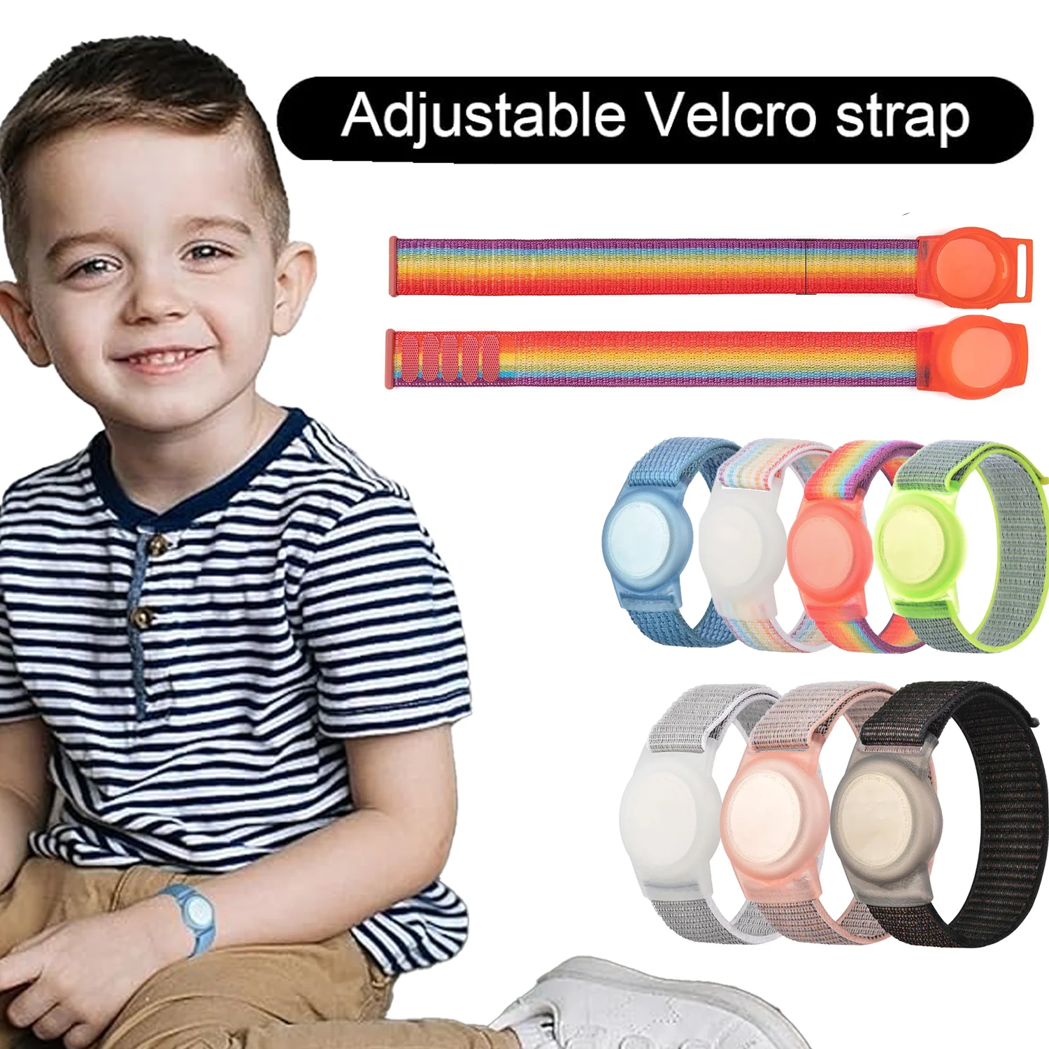 Nylon AirTag Bracelet for Kids,Adjustable Watch Bands Holder Case Strip for AirTag, Anti Lost Wristband for Toddler Child Elders