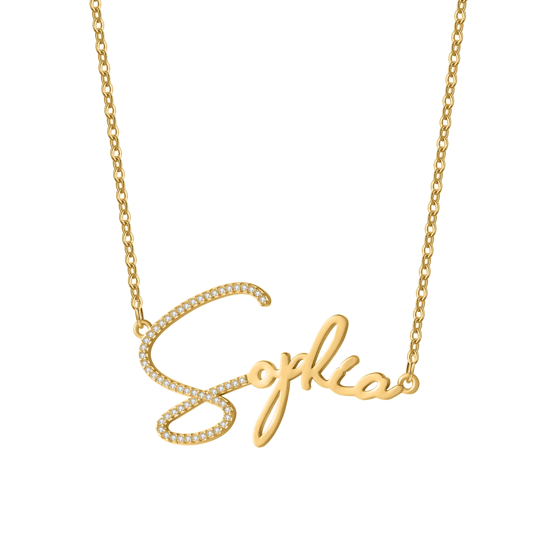 Qitan Custom Script Name Pendant With Moissanite Sparkling Letter Exquisite Gold Necklace For Women Personalized 925 JewelryGift