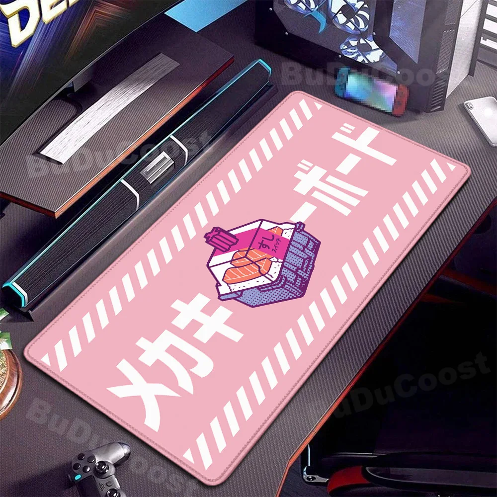 Japanese Sushi Suitchi Mouse Pad PC Gaming Accessories Rubber Deskmat Anime Tapis De Souris 90x40cm Mausepad Stitch Edge Cushion