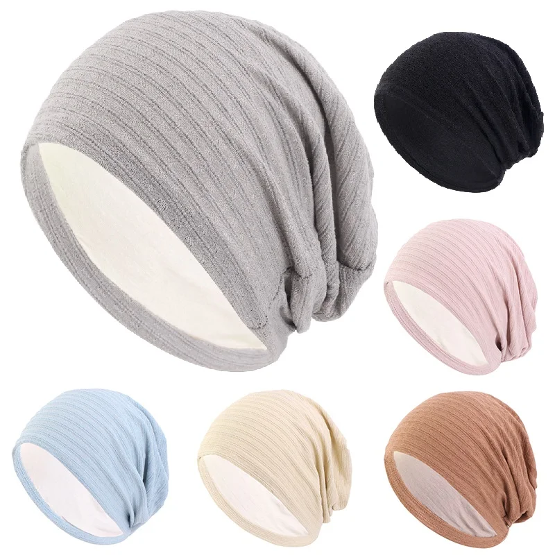

New Women Cotton Slouchy Beanie Hat Slouch Skullies Bonnet Cancer Chemo Cap Night Sleeping Cap Turban Headwear Night Cap