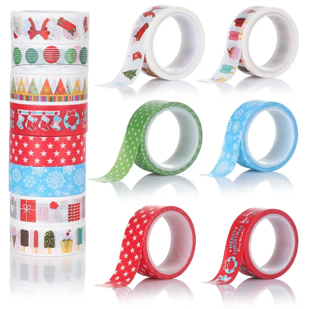 1 rotolo DIY Journal Scrapbooking Balloon Sticker Snow Deer Christmas Decor Tape nastro adesivo carta adesiva albero di natale