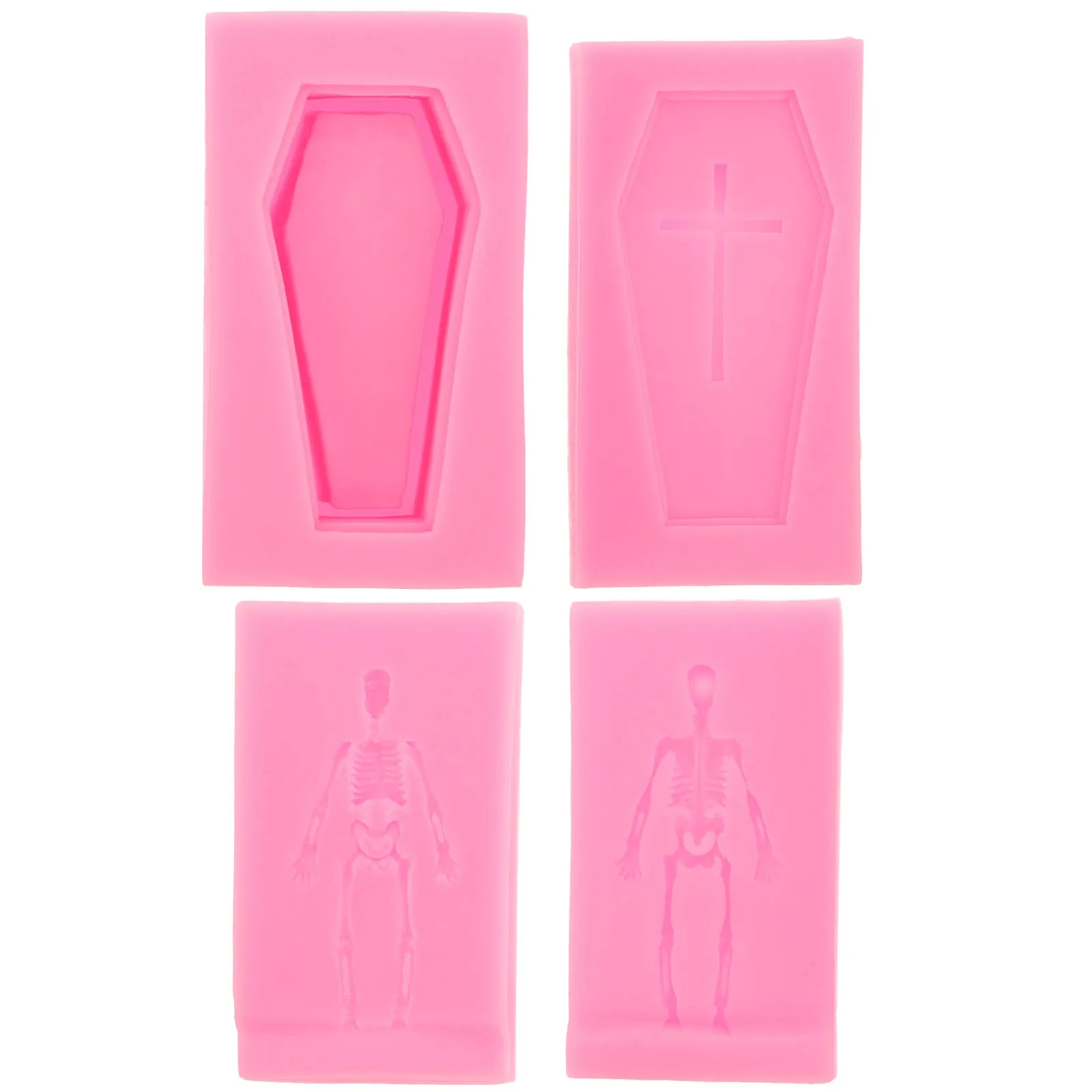 

4Pcs Durable Silicone Halloween Coffin Mold Clear Outline DIY Mold Scented Making Coffin Display