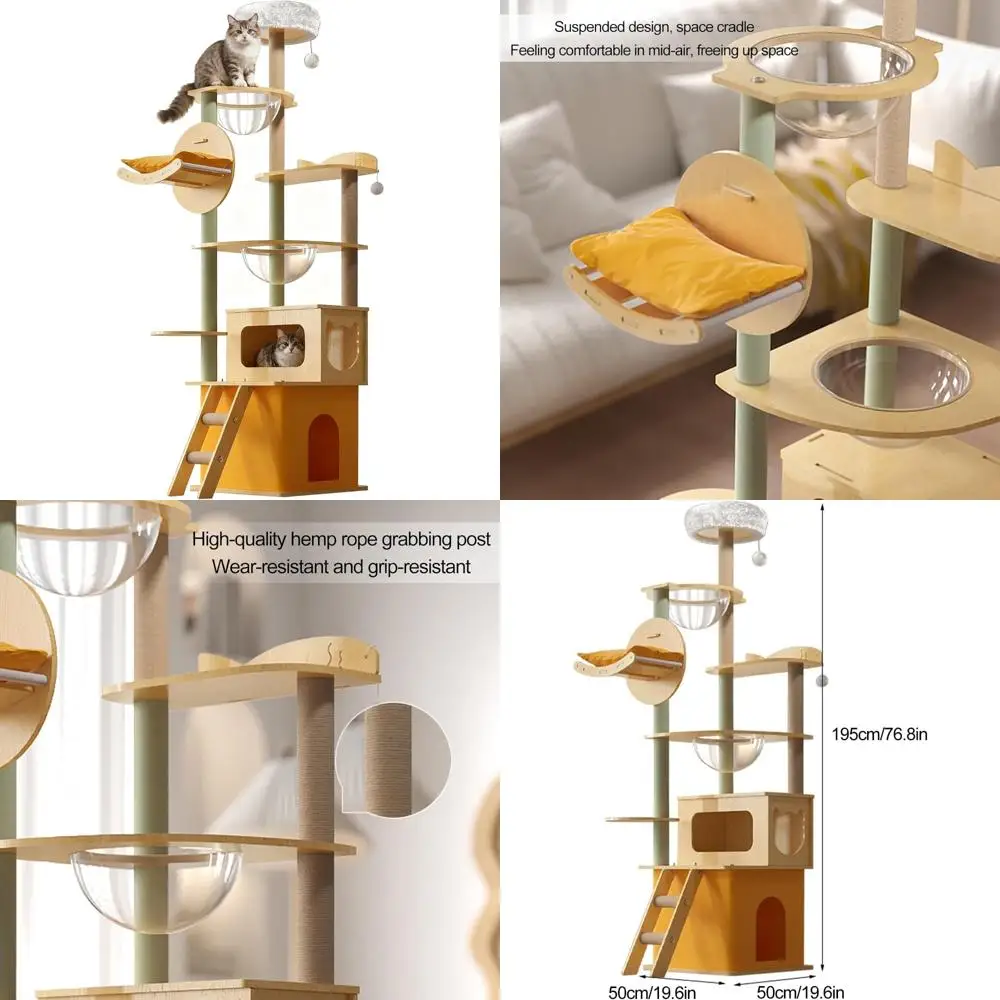 Multi-Level Cat Tower with Living Quarters, Perches, and Play Features: Durable Indoor Cat Furniture
