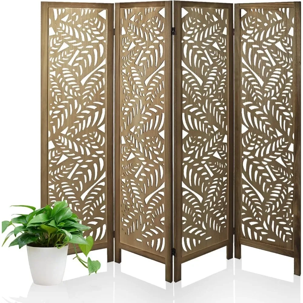 

Cutout Room Divider,Wood Room Dividers and Folding Privacy Screens,Foldable Natural Wooden Lightweight Room Partition