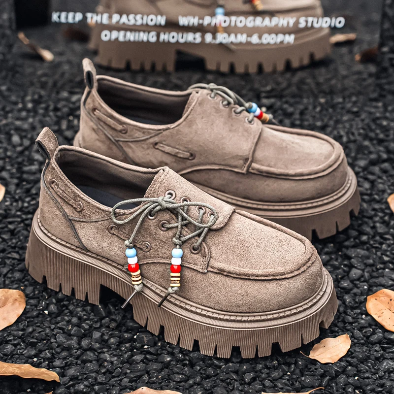 

Suede Leather Mens Casual Shoes Breathable Man Loafers Fashion Walking Sneakers Lightweight Driving Shoes Slip-on Platform Shoes