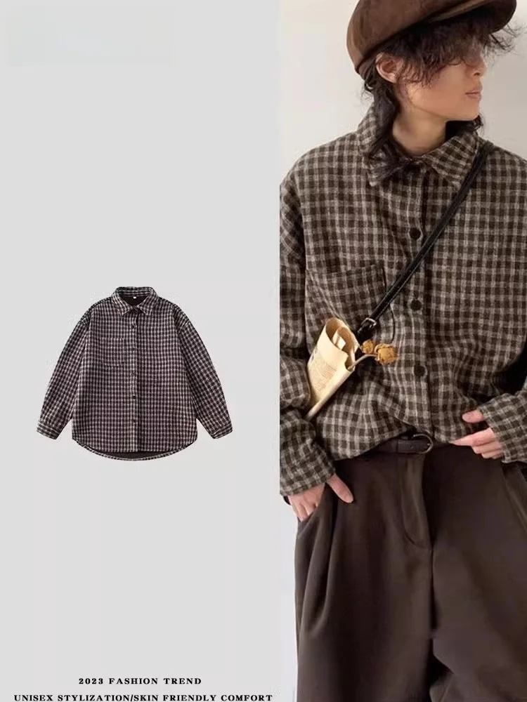 

Ретро-жакет в японском стиле, длинный, повседневный, свободный, женский, в тонкую клетку, для работы, весна-осень, нейтральный, в стиле колледж, жакет