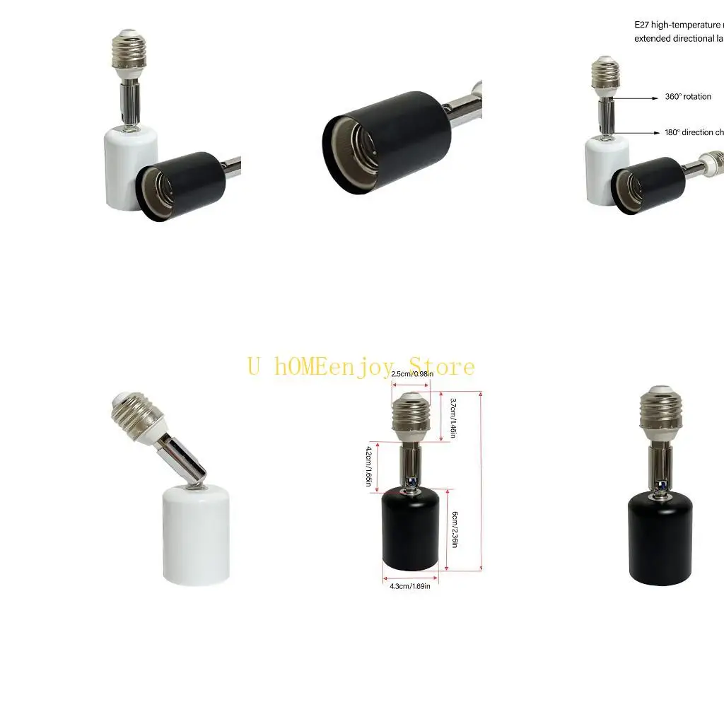 B0KF Adjustable E27 Light Socket Extension 150W Capacity Temperature Resistant Vertical Horizontal Mounting Compatibility
