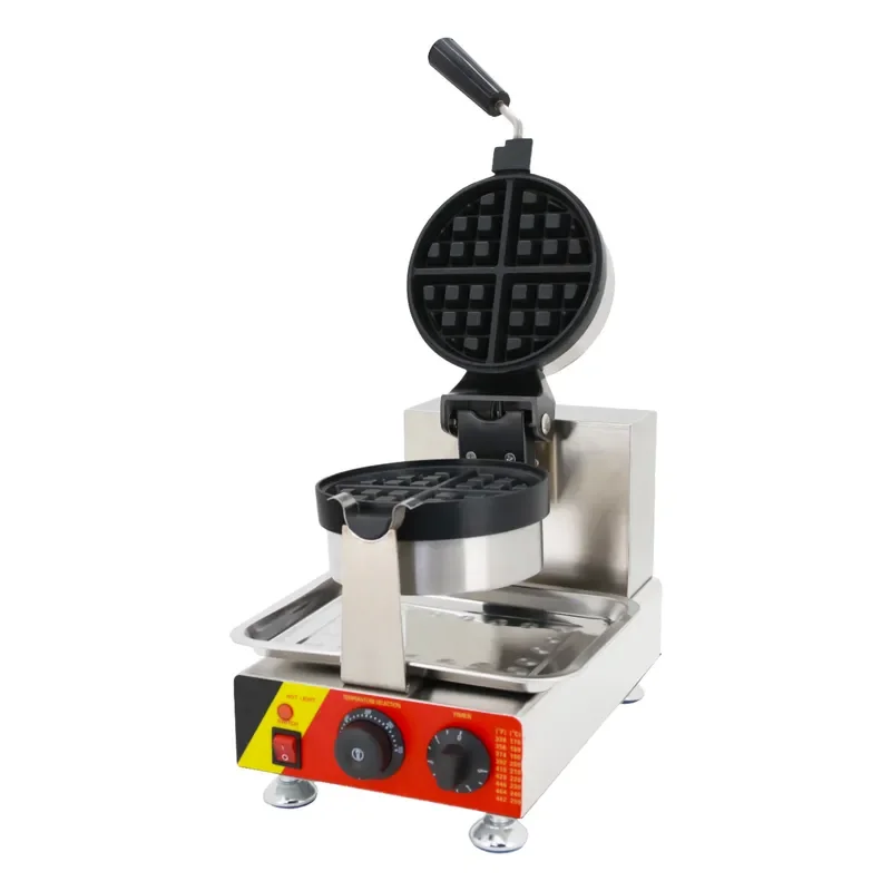 Electric Commercial Mini UFO Belgian Waffle Maker Adjustable Thermostat Interchangeable Plates 1200W Stainless Steel