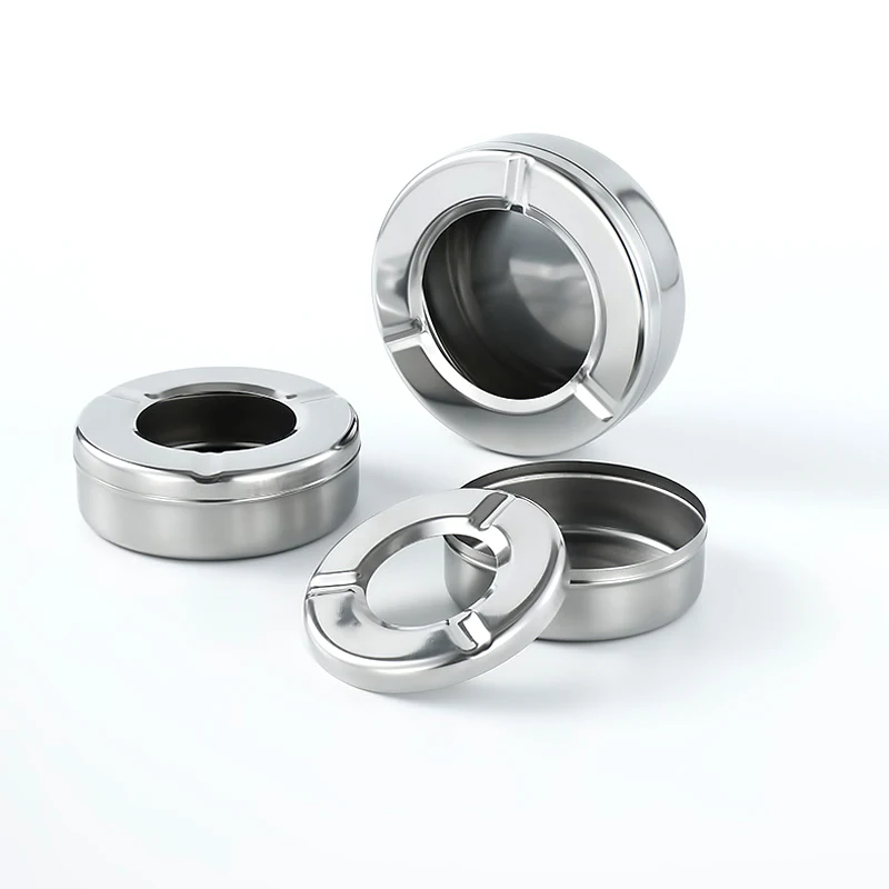 2026 New Stainless Steel Portable Steel Ashtray with Secure Lid | For Car, Patio, and Outdoor Use