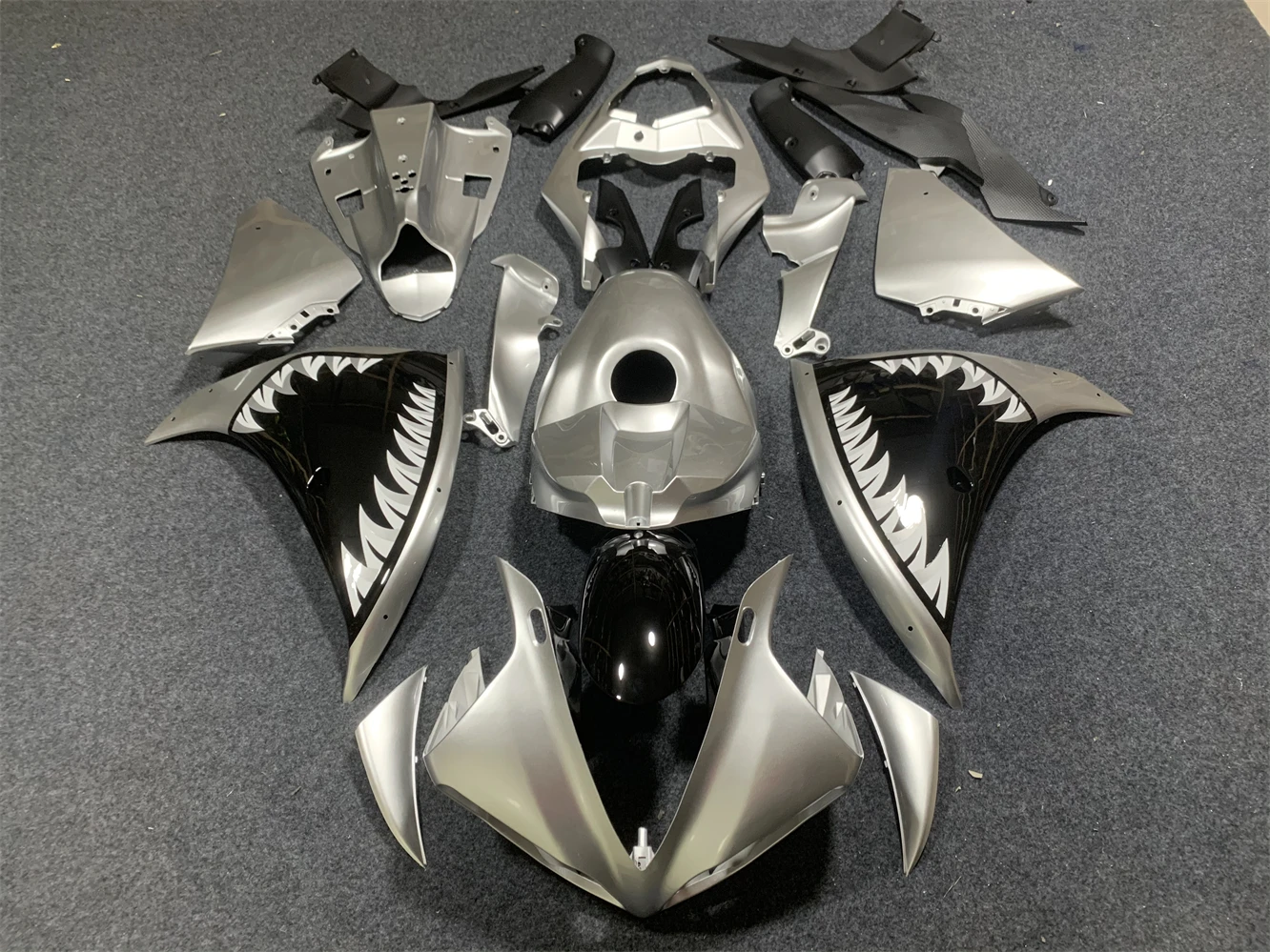 Motorcycle Fairing Kit fits Yamaha R1 2009 2010 2011 2012 2013 2014 Fairing Metallic silver motorcycle housing