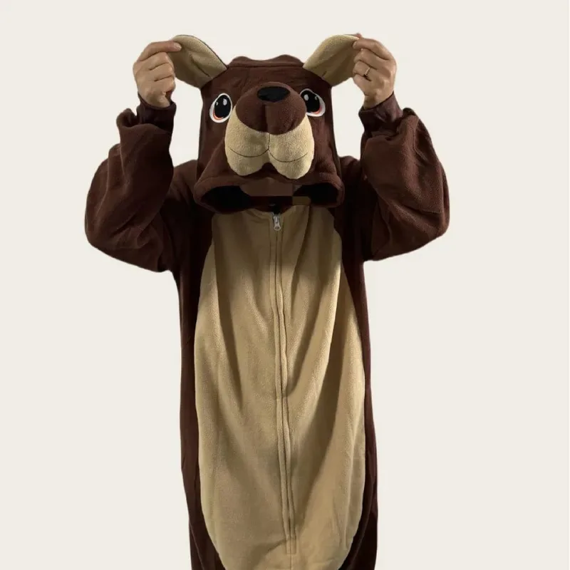 2025 aaa تأثيري الدب قطعة واحدة مقنعين منامة المتسكعون طويلة الأكمام الحيوان ملابس خاصة الشتاء Homewear للكبار الدفء