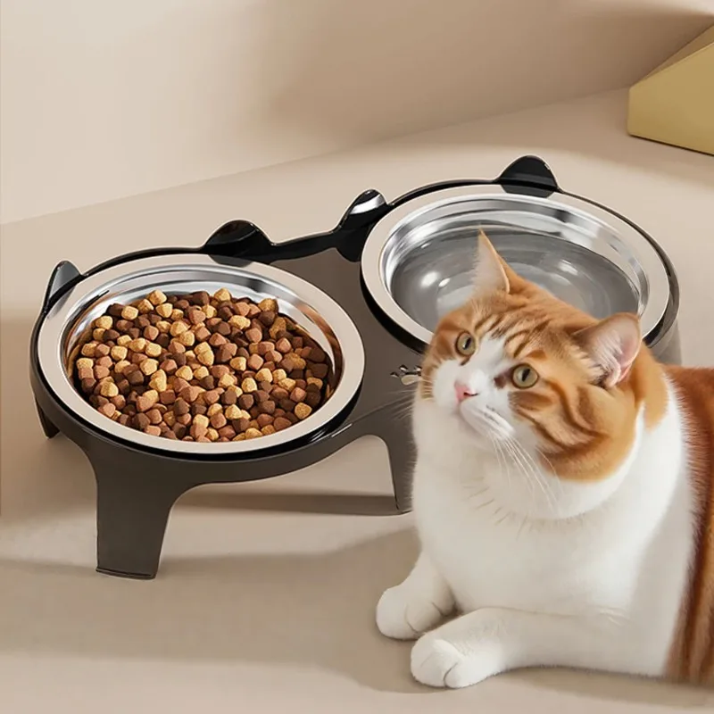1PC Stainless Steel Cat Food & Water Bowl with Anti-Tip Design Large Capacity Easy-Eat Design for Pet Dog Cat  Feeding Food Bowl