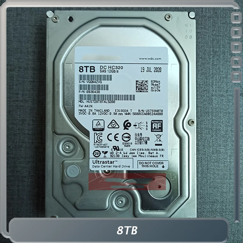 

For WD HC320 HUS728T8TAL5200 8T 3.5 7.2K SAS 12GB Enterprise Hard Disk