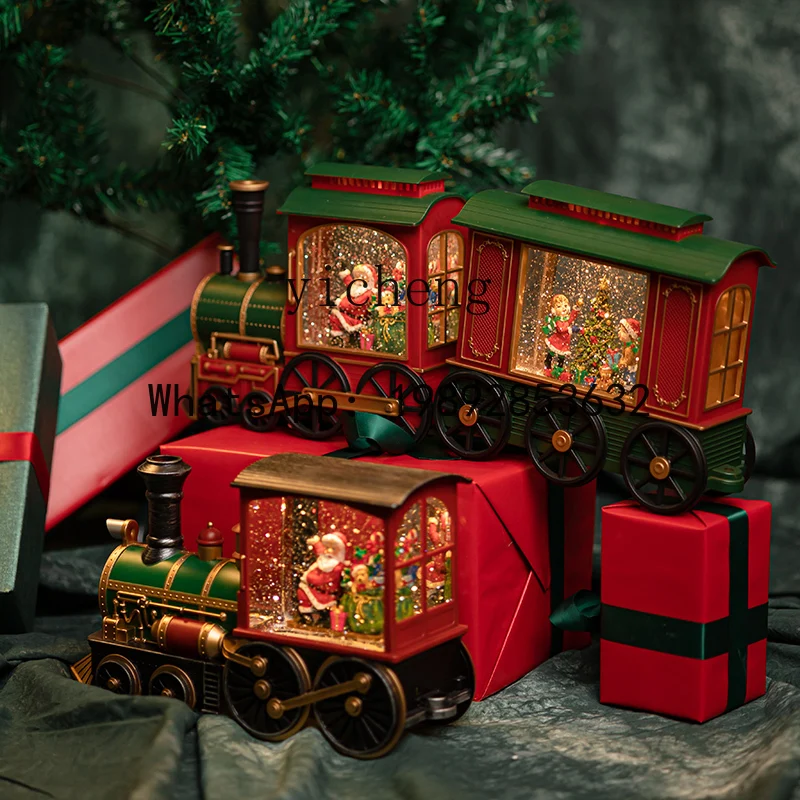 B3  Christmas music box toy music box crystal ball train steam snowflake gift