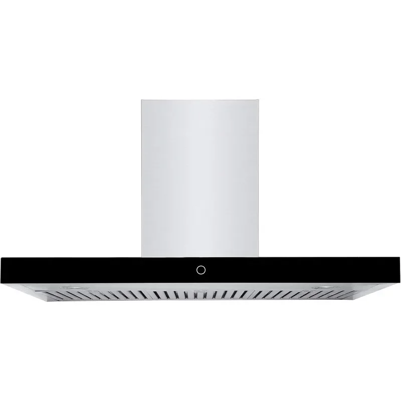 Hauslane Wall Mounted Range Hood 30 Inch WM-739, Powerful Suction, Wall Mount Kitchen Vent, Stainless Steel, Black Glass Panel