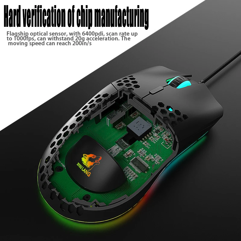 M1 Mouse Hole Lightweight Competitive Game RGB Glow Mouse Computer Laptop Gaming Mouse