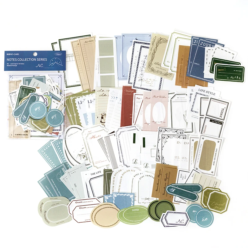 JIANQI 100 stks/pak Vintage Memo Papier Set DIY Scrapbooking Schoolbenodigdheden Decor Junk Journal Markering Briefpapier Notities Papier