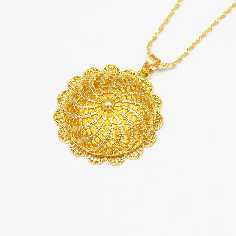 9999 gold Ethiopian fashion large-sized earrings/pendants/rings/bracelets jewelry set