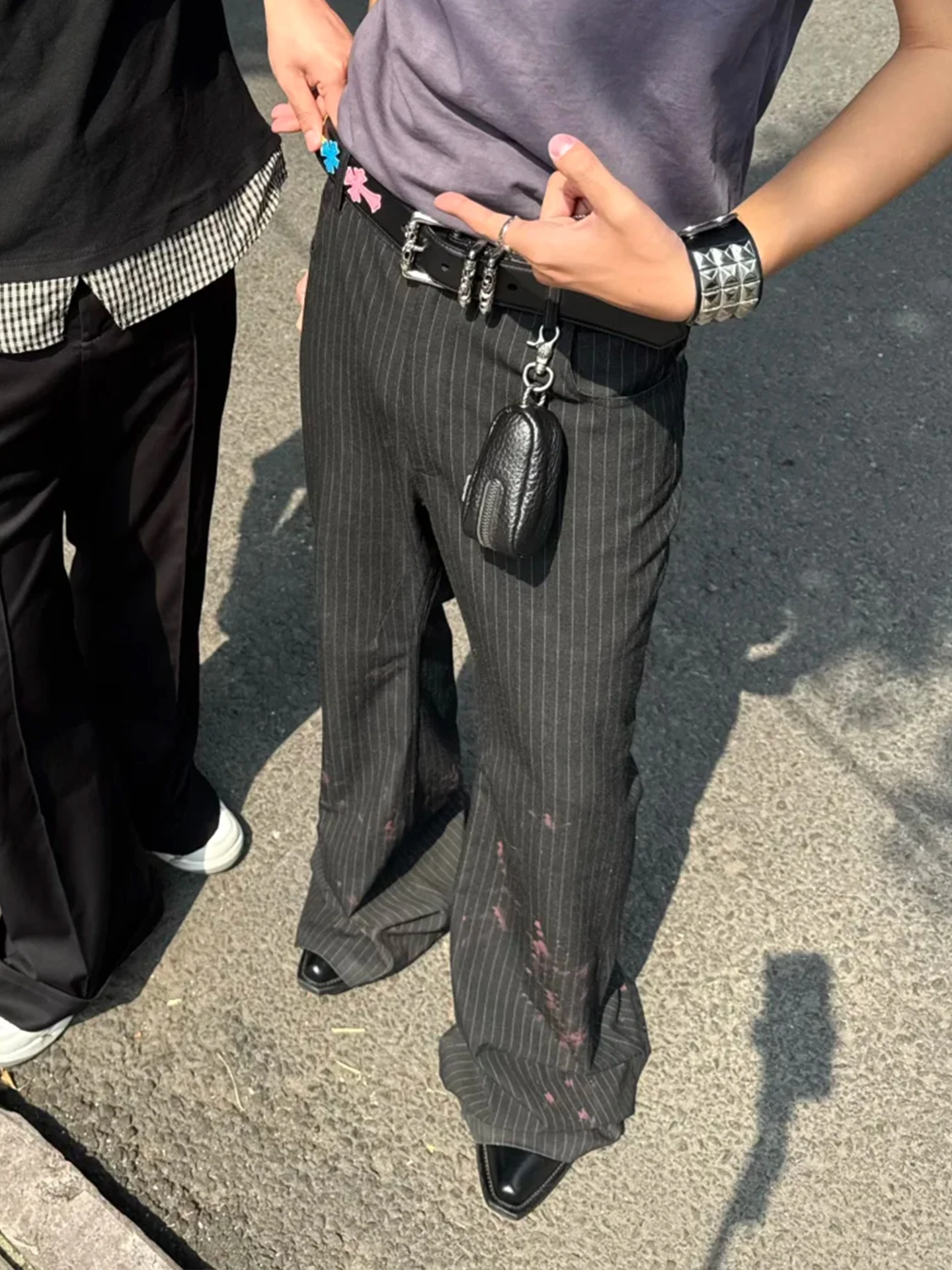 

Мужские брюки в полоску Bootcut, брюки в американском стиле ретро против морщин, брюки длиной до пола, повседневные свободные брюки, весенний молодежный тренд