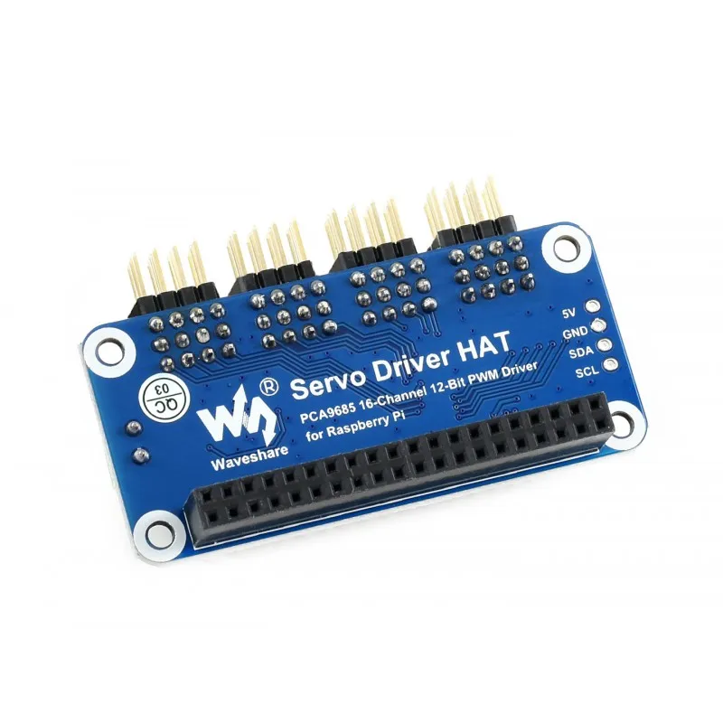 Servo Driver HAT (B) for Raspberry Pi, 16-Channel, 12-bit, I2C