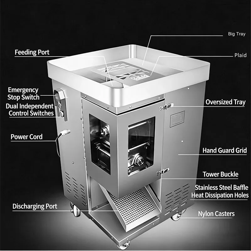 Picture 6: Commercial Large Meat Shredding and Slicing Machine2.5//3/3.5/4mm One-Time Shredder Machine Double Blade Set 220/110v Customized