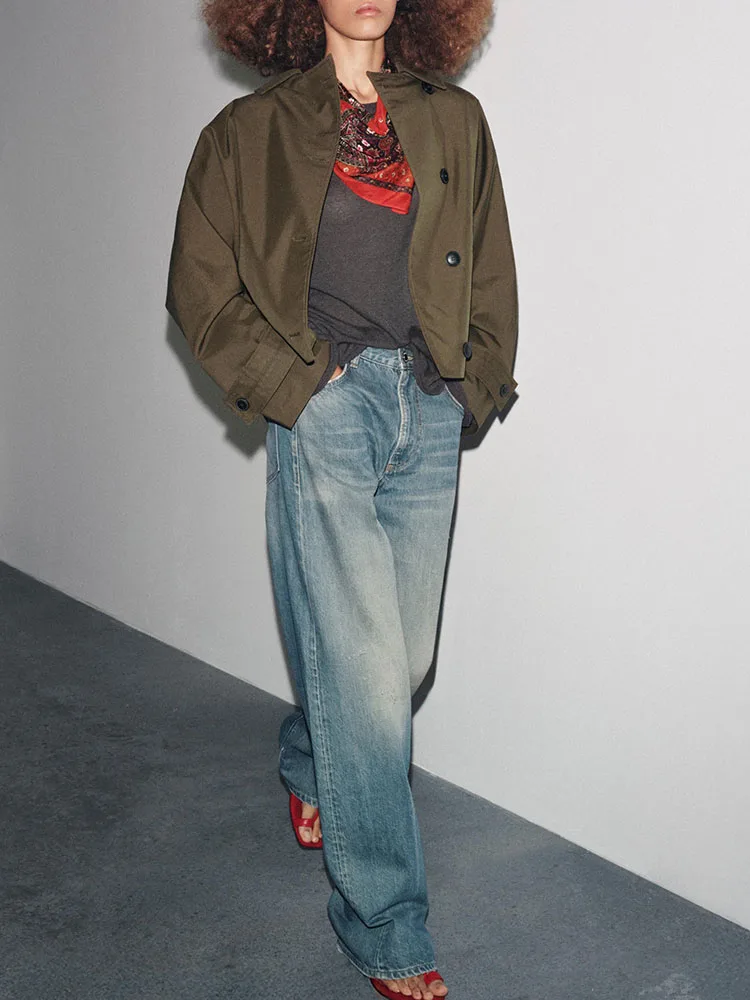 

Autumn 2025 Women's Detachable Hooded Flip-Cover Collar Waterproof Bat Long Sve Coat Chinese Sle Top Faionable Ele