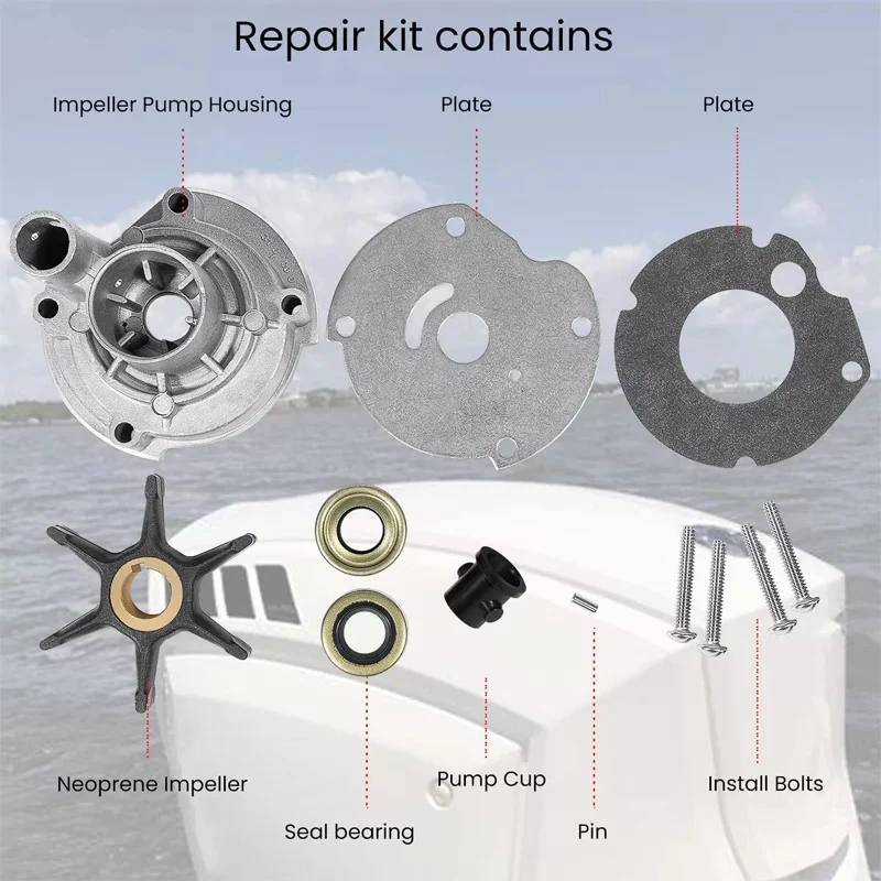 For Evinrude Johnson 777811 9.5hp 10hpv Replace OEM 382296 Outboard Water Pump Impeller Rebuild Kit
