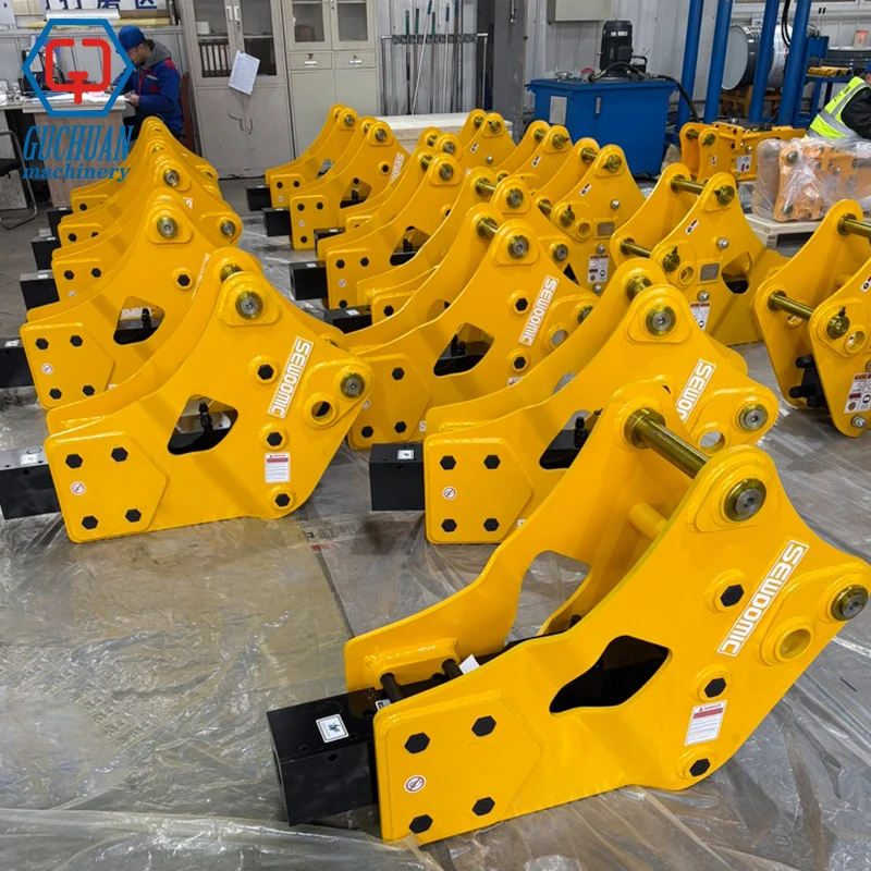 Guchuan CAT Backhoe Loader SB43 Hydraulic Jack Hammer 75mm Chisel Hydraulic Rock Hammer Hydraulic Breaker for 6-9 Tons Excavator