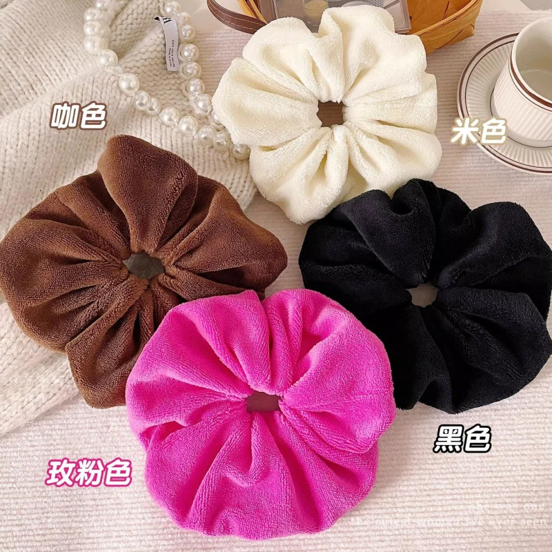 Handuk Pengering Rambut Ekstra Besar, Ikat Rambut, Perawatan Rambut, Penyerap, Scrunchie Tebal, Tali Rambut untuk Wanita, Bulu Halus Manis, Kuncir Rambut Rendah, Ikat Rambut Bunga