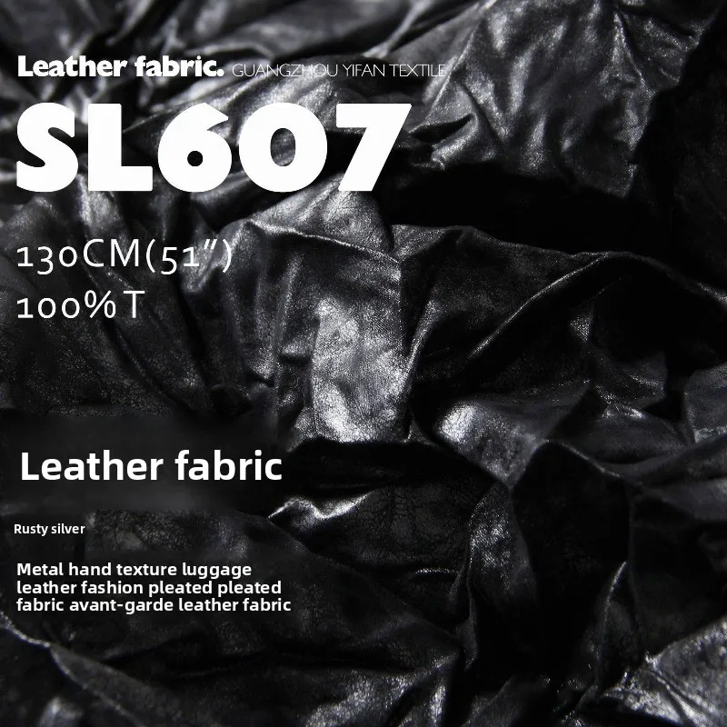

Pleating Crushed Leather Fashion Fabric for Box Package Clothing Design Handmade Diy Cloth By The Yard Sewing Material Fabrics