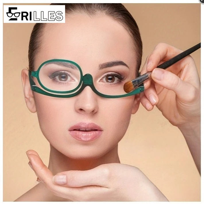 

Fashion HD Reading Glasses, Oval Full Frame Makeup Mirror Glasses with Flip Cover, Portable for Women Young & Elderly
