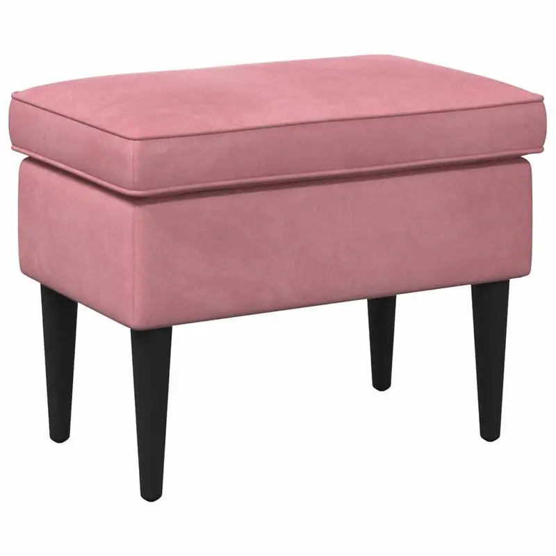Pouf polyvalent pour salon ou chambre à coucher – Revêtement en velours doux, structure en bois d'hévéa massif, design moderne avec pieds coniques