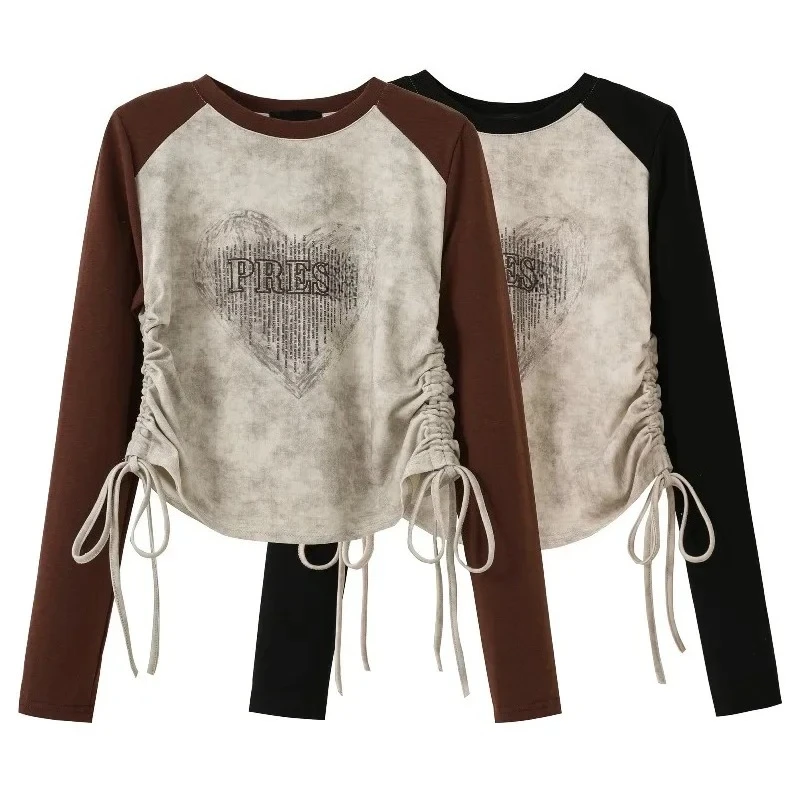 

Футболки для девочек, детские футболки с длинными рукавами, пуловер с надписью для подростков, весна-осень 2024, детская одежда для детей от 3 до 12 лет